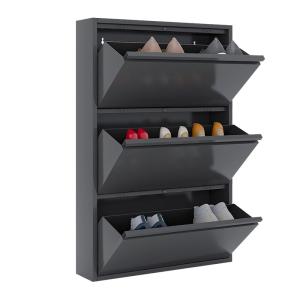 Quality Modern Metal Storage Cabinet Furniture Black Home Steel Shoe Rack Cabinet wholesale