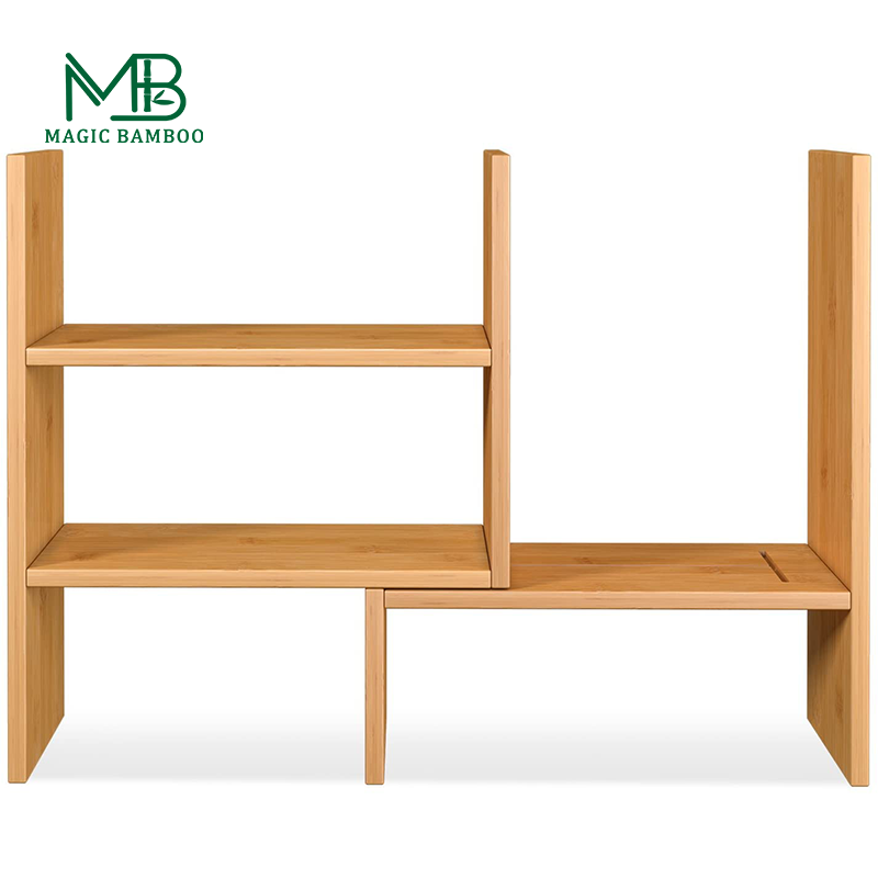 Adjustable Desktop Bamboo Display Shelf Rack Multipurpose