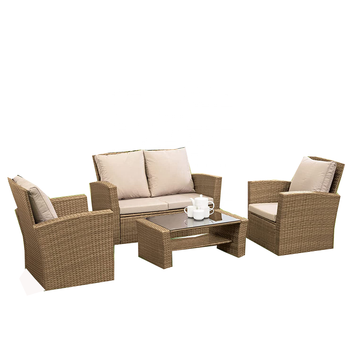 Oem Rattan Weaving Sofa Outdoor Wicker Chairs Combination