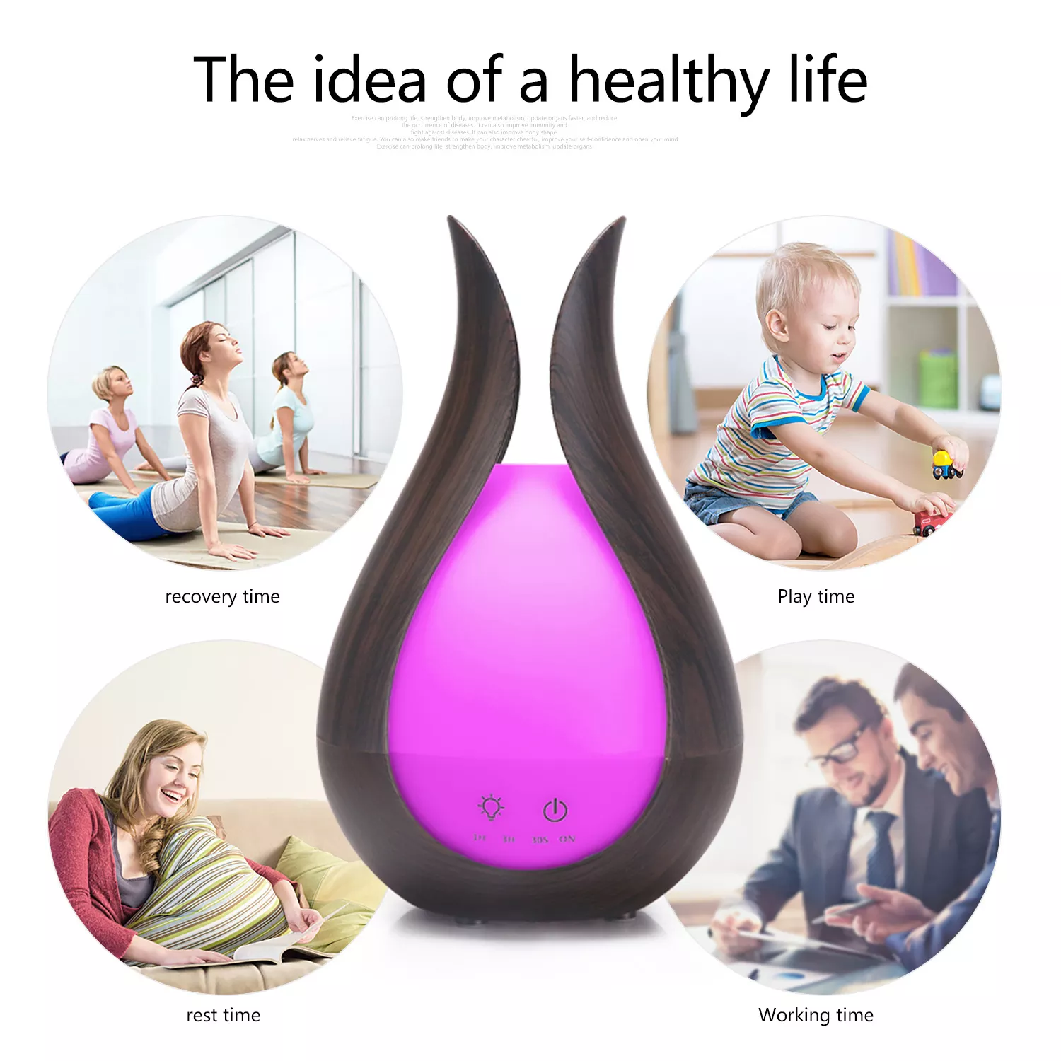 HOMEFISH 200ml Wood Grain Humidifier Aromatherapy Aroma Essential Oil Diffuser