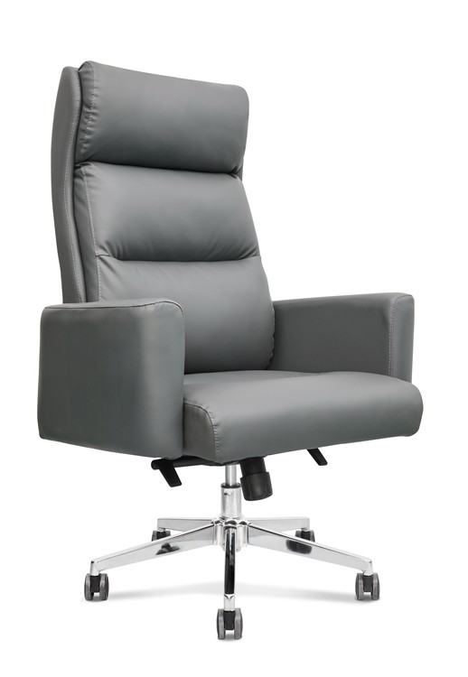 PU Leather Adjustable High-Back Office Chair Home Executive Armrest Swivel Chair, Grey