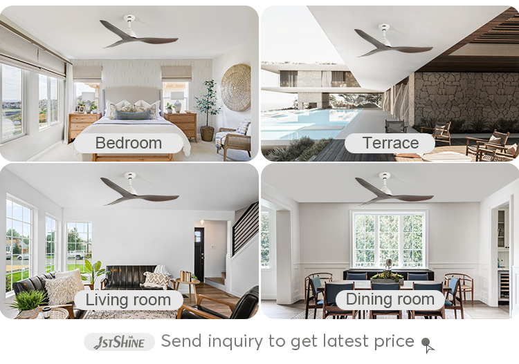 52 Inches Brown ABS Blades Energy Saving DC Ceiling Fan with Light NO Private Mold