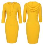 Women knitted long sleeve with hood fashion dress