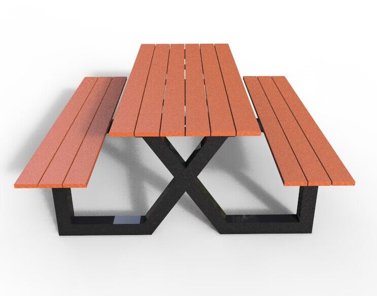 5 Years Warranty Modern Fashion Style Long Wood Metal Composite Park Garden Patio Outdoor Bench Table