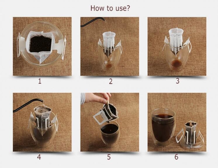 50Pcs / Pack Hanging One Cup Drip Coffee Filter Bags