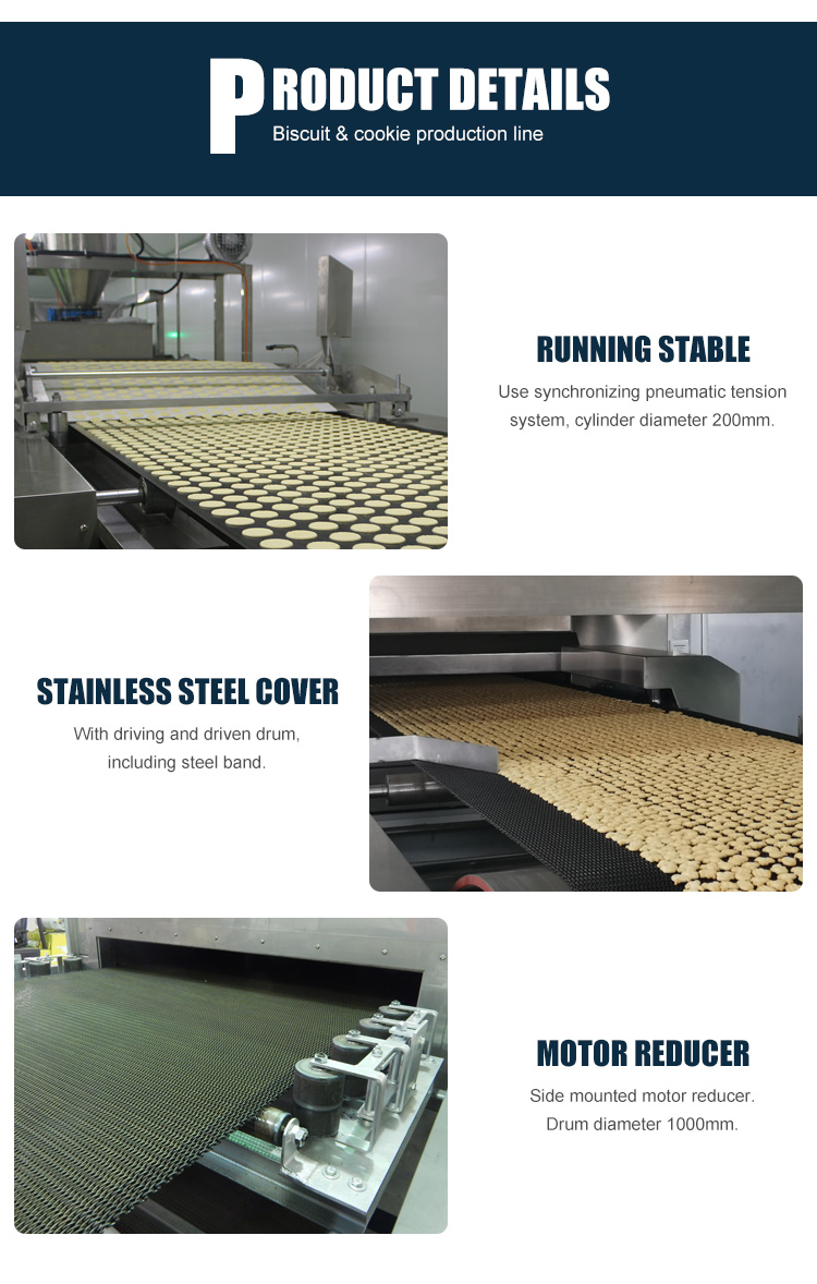 Synchronizing Pneumatic Tension System Industrial Electric Commercial Belt Conveyors For Biscuit