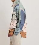 Mens Casual Slim Fit Printed Jacket Coat Single Button Long sleeve