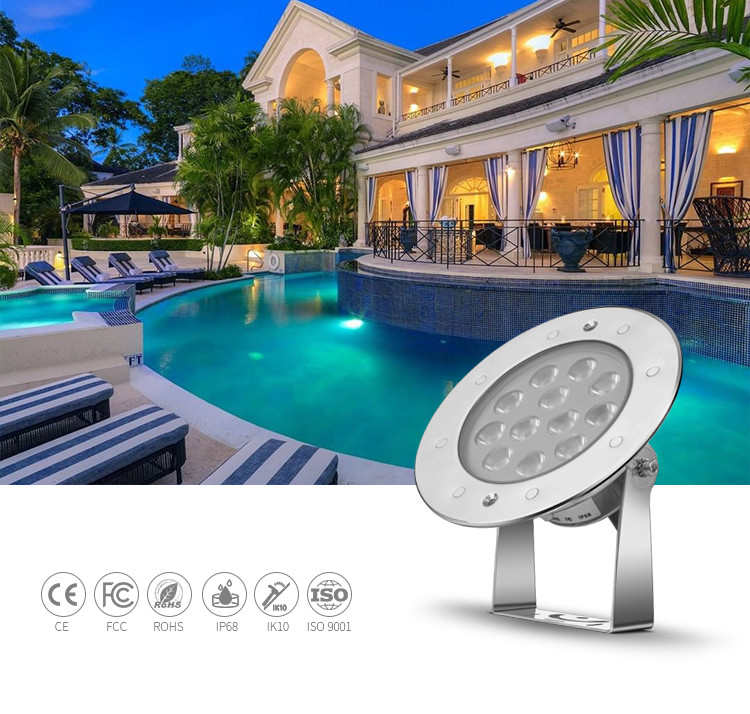 9W 850LM 6500K Underwater LED Spotlights Warm White SS316L DC24V