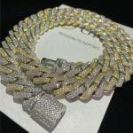 Bling Collana Moissanite Iced Out Chain 18k Cuban Link Chain Necklace For Men