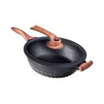 Less Smoke 32cm Frying Pan Aluminum Cooking Pans 10.3cm Height With Glass Lid