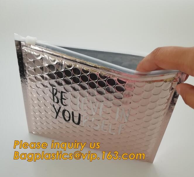 Cosmetic Pink Slider Padded Bag/Silver k Bag With Bubble,Padded Envelopes Cheap Aluminium Foil k Holographic