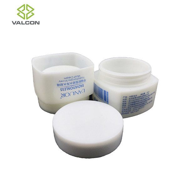 White Cosmetic Cream Jar , PE Plastic Empty Lotion Jars Custom Cute Shape