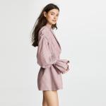 Stripe ballon sleeves V neck blazer mini dress