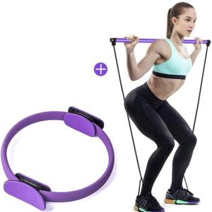 Quality 94cm Purple Pink Pilates Yoga Ring With Hip Muscle Trainer Pilates Bar wholesale