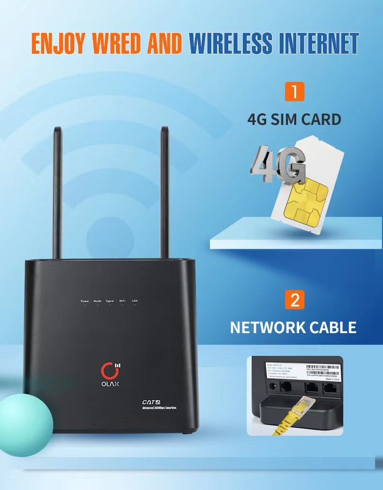 OLAX AX9 PRO 300mbps Wifi Wireless Router 4G 5G Lte CPE Wifi Router Modem With Sim Card Slot