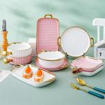 Double Wall Insulated Colorful Ceramic Dinner Plates Nordic Style For Cooking