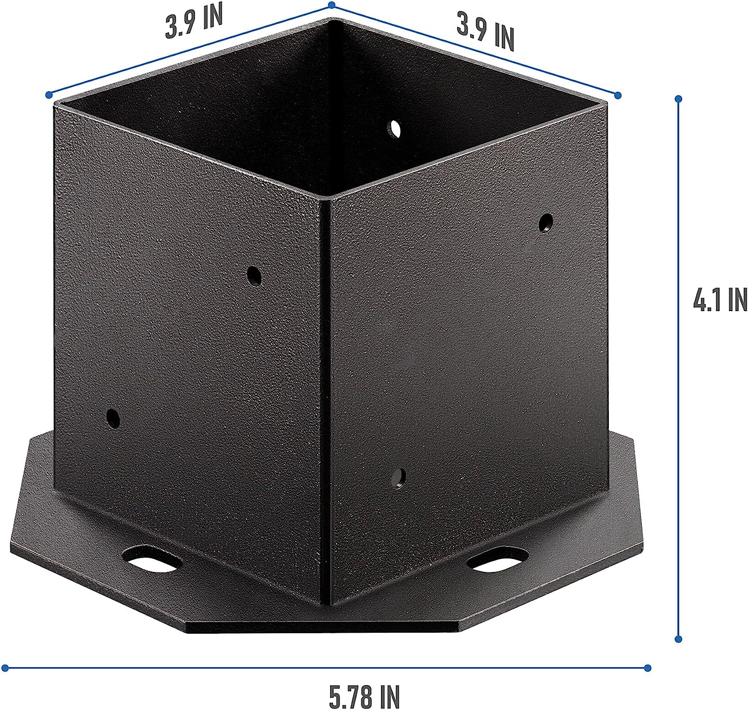 Fence Support Bracket 3.6 X 3.6 Inch Inner Size Heavy Duty Post Base Coated Metal Anchor