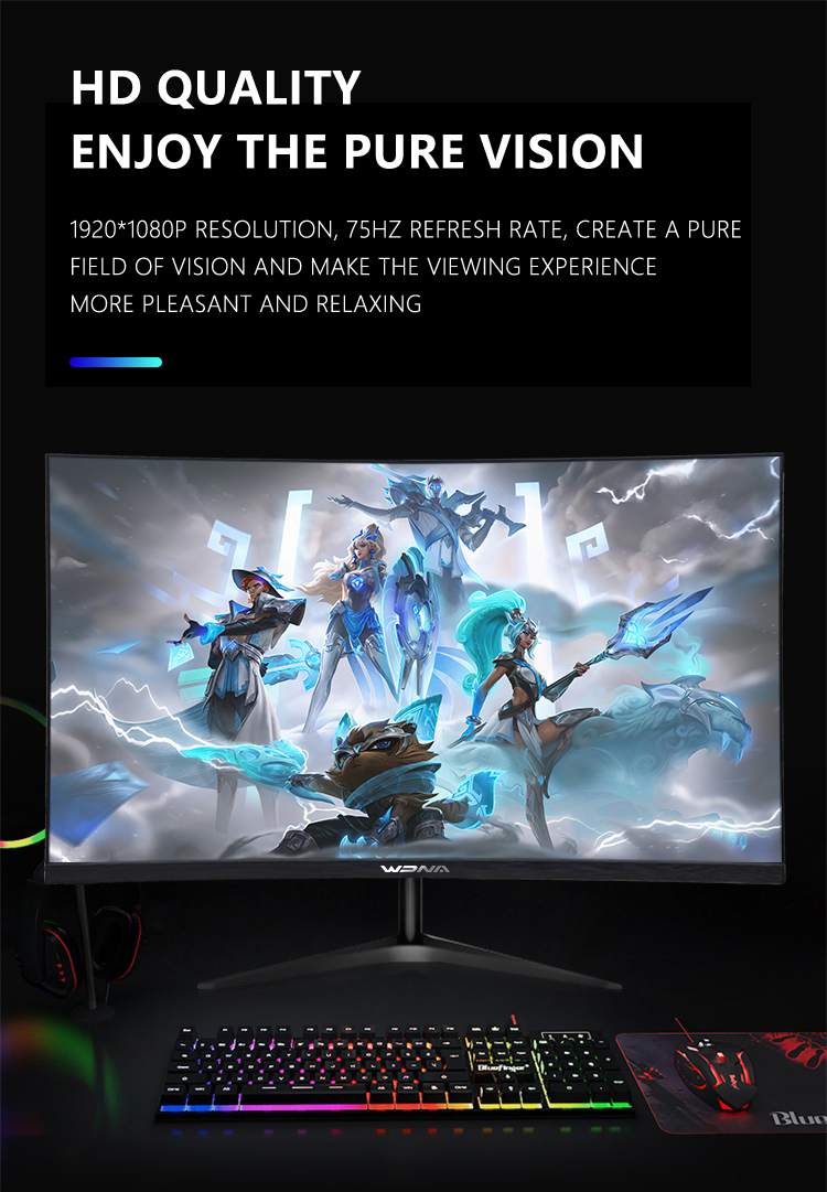 27 Inch LED TV Monitor , Curved Desktop Monitor For Home Work Study