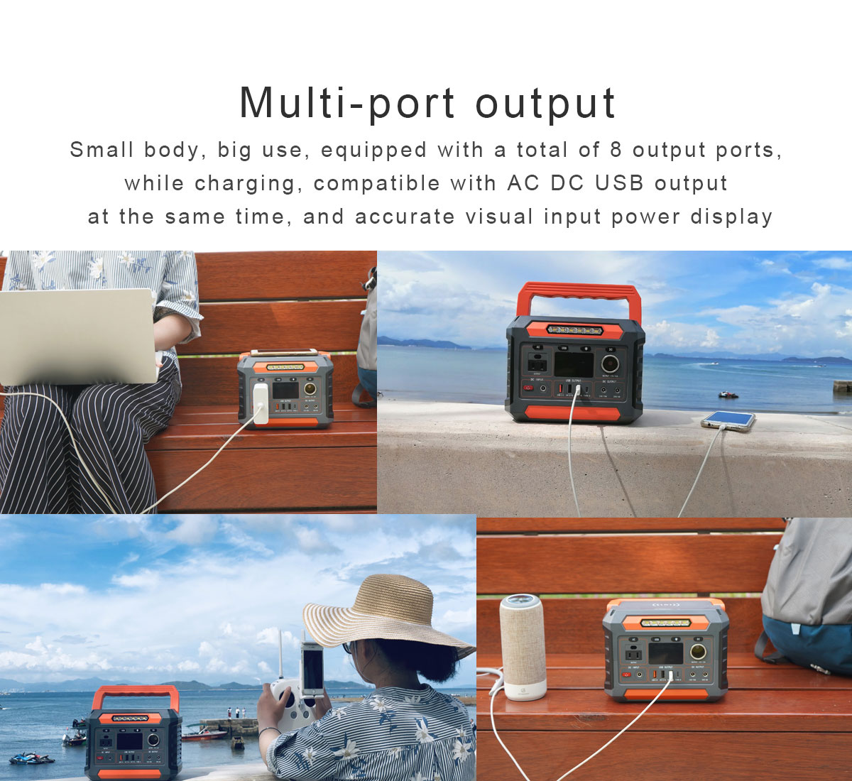 1x AC Pure Sine Wave Output Solar Power Supply with Flashlight and Lithium Ion Battery