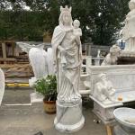 White Marble Religious Saint Francis Sculpture Statues With Wolf Life Size