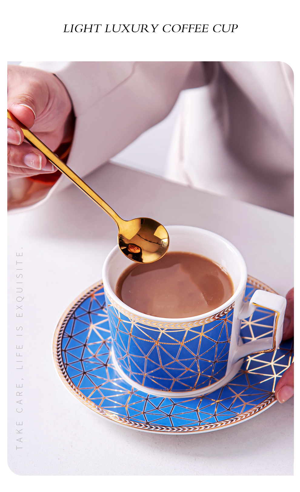 Reusable Floral Decal Design Porcelain Cup And Saucer Set Ceramic Turkish Coffee Tea Cup