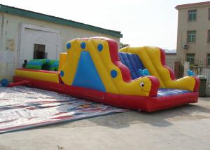Quality Giant Commercial Inflatable Obstacle Course with slide / Inflatable Tunnel 10x4m wholesale