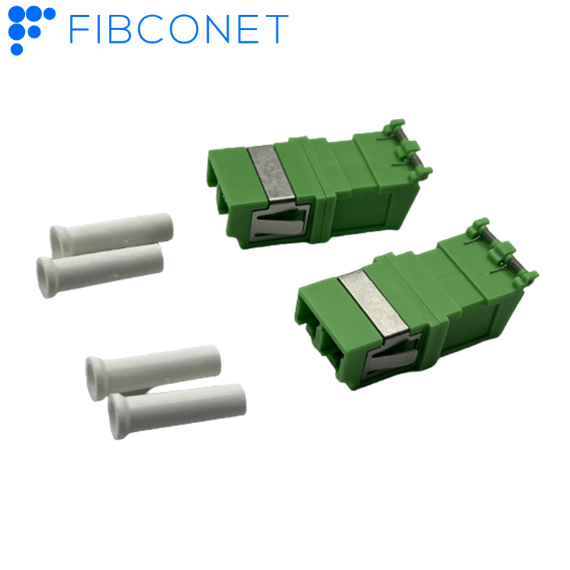 Single-Mode DX LC/APC Fiber Optic Adapter Without Flange PBT Material Quad Fiber Cores