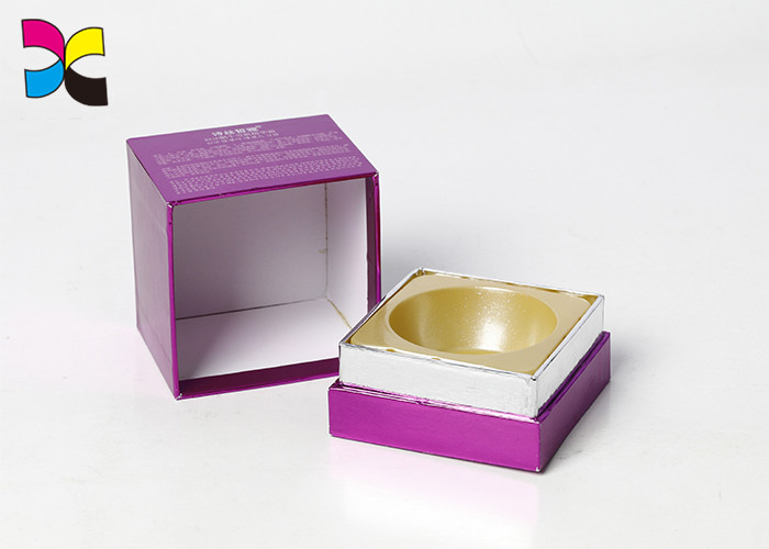 Purple Printed Gift Boxes Custom Size 157gsm Art Paper Mounting Plastic Inner Tray