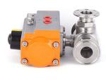 SS304 T Type Three Clamp Pneumatic Ball Valve 250mm Encapsulated