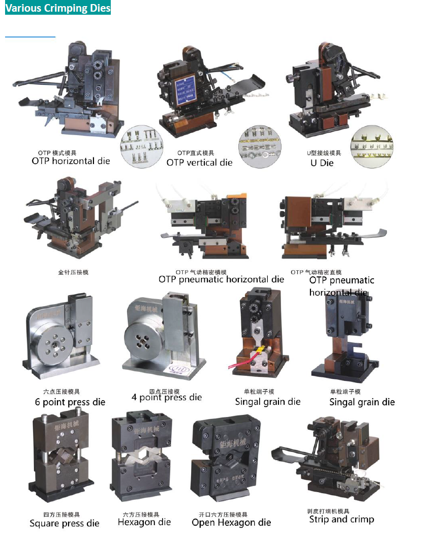Die And Applicators for Terminal Crimping Pressing Machines
