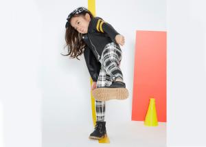 Quality Classical Kids Girls Clothes Girl Fashion Suit Black And White Grid Stripe Pattern wholesale