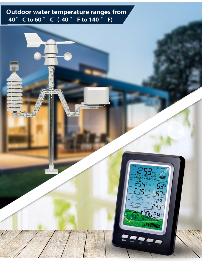 WS3030C Outdoor Professional Wireless Solar Weather Station With Wind And Rain Sensor