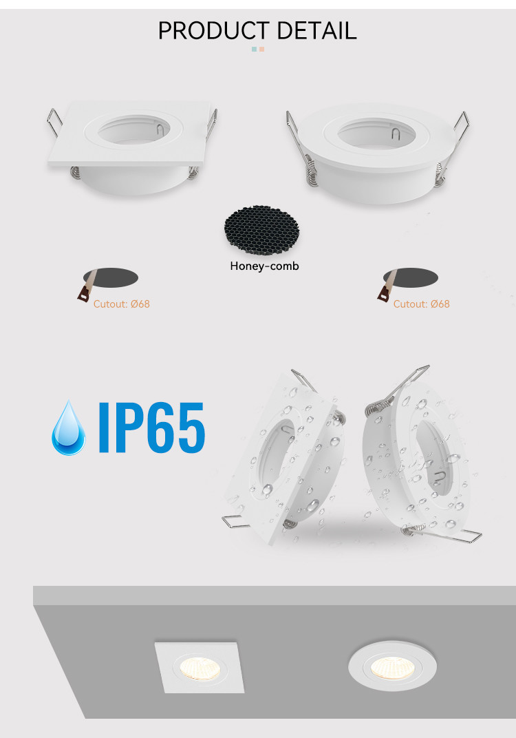 IP65 Waterproof Downlight Frames Recycled Ocean Plastic Down Light Housing