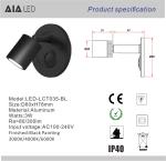3W Wall Lamp For Living Room Bedside Hotel Modern Angle Adjustable Wall