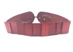 Vintage Stretch Wide Waist Belt Red Color Metal Wing Buckle / Women Dress