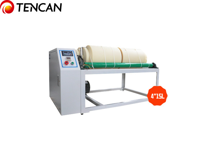Rolling Ball Grinder Jar Mill Machine Price With Tailored Serices Dust Cover / Hand Gear 220V 1.5KW 4*15L