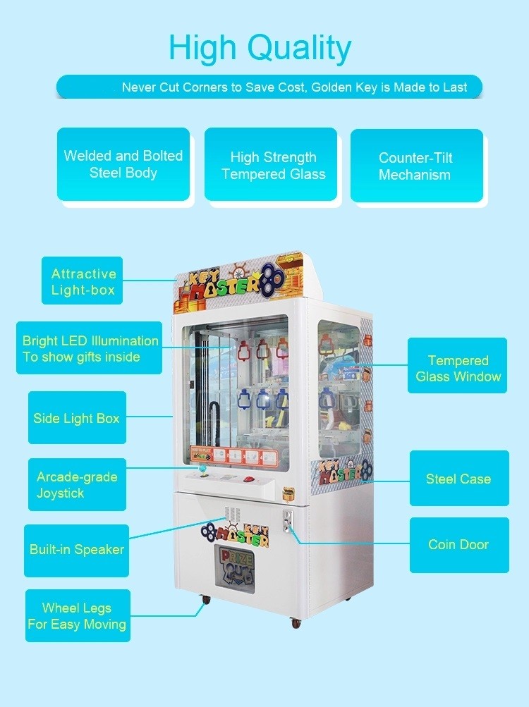 W850 * D830 * H1970MM Gift Vending Machine Golden Key Master For Amusement Park