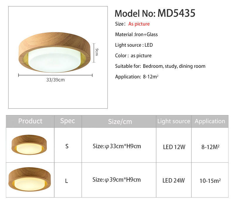 Wooden Round Ceiling Lights For Bedroom Iron Surface Mounted Rooms Lighting（WH-WA-28）