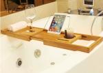 Bathroom Organizer Bamboo Expandable Bathtub Caddy Tray