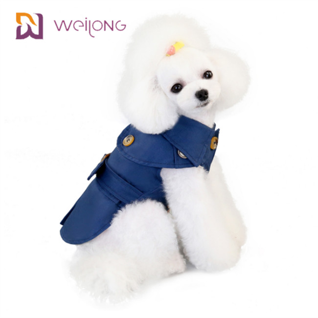 Button Opening Dust Cat Winter Wear Plaid Cotton Canvas Pet Windbreaker For Dogs