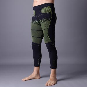 Quality Men running pants with compression, black color with green. Xll003 wholesale