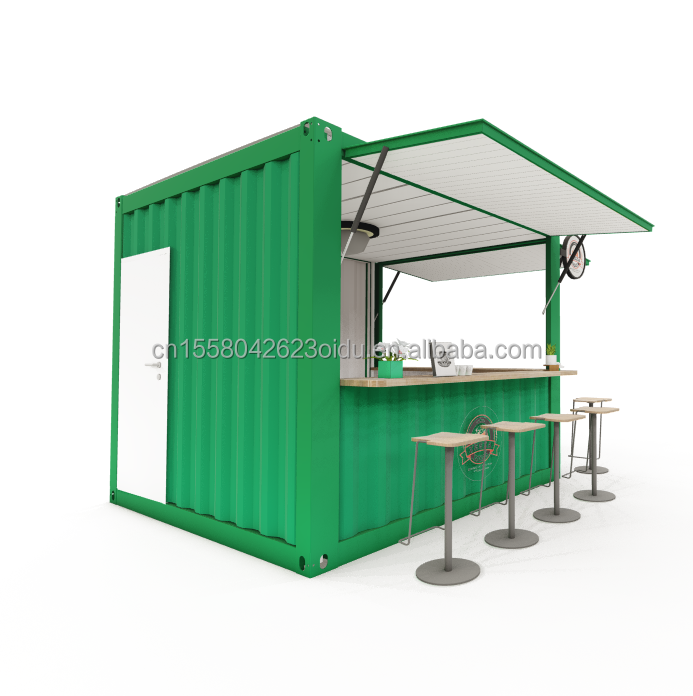 Convenient Sandwich Panel 10FT Prefab Kiosk Booth for Coffee Shops and Fast-Food Restaurants Galvanized Steel Bending 180g