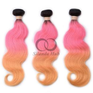 Quality #T1B/Pink/Orange Body Wave Remy Human Hair Bundles Sew In Weave Bundles Brazilian Bundle Deals wholesale