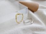 Lanciashow 925 Sterling Silver Gold Plated Jewelry Open Ring Irregular Wavy