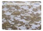 Water Soluble Gold Metallic Embroidered Lace Fabric For Wedding Dresses