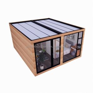 Quality Prefabricated Wooden Glass Sunlight House Container House with Customized Color and Wall 50/75/100mm Wave Sandwich Panel wholesale