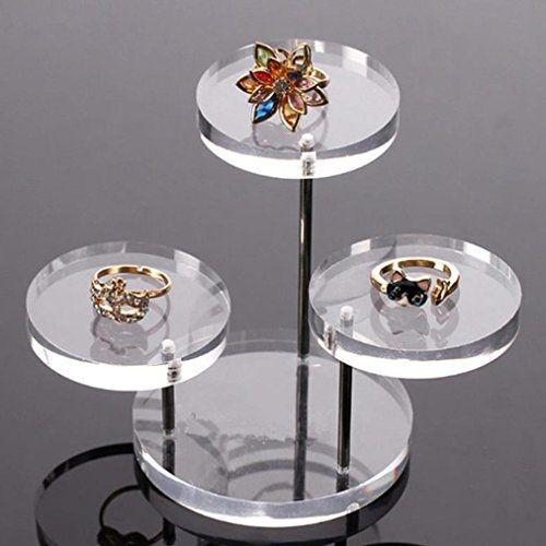 Clear Round Button Acrylic Jewelry Display Stands 3 Layer For Earring Necklace