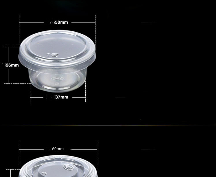 Disposable Take Away Sauce Cups Tasting Drinking Thickened Clear Plastic Cup with Lid