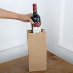 Customized Logo Gravure printing Kraft Paper Bags for Beer Wine Bottle Hand Tote