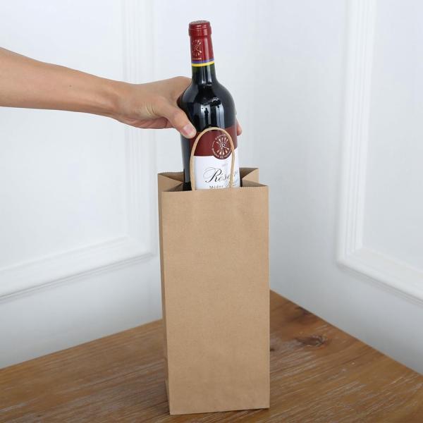 Customized Logo Gravure printing Kraft Paper Bags for Beer Wine Bottle Hand Tote